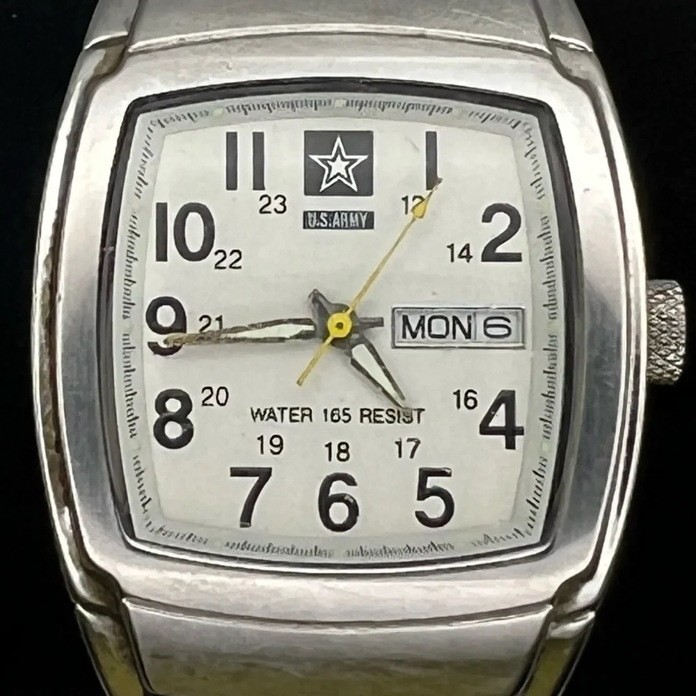 Unisex US Army Rectangular All Stainless Steel Watch Working